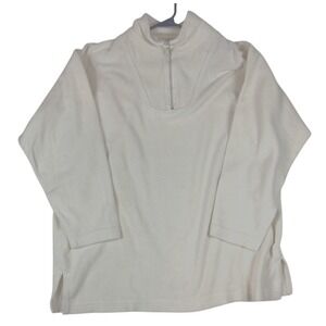 J.B. Buck Sports Quarter‎ Zip Fleece Pullover Shirt White Men's Size Medium